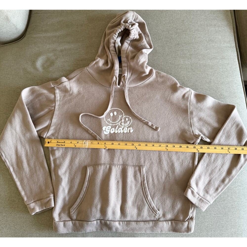 Urban Nation "Golden" Smiley Face Graphic Hoodie - Youth XL - Taupe/Tan
